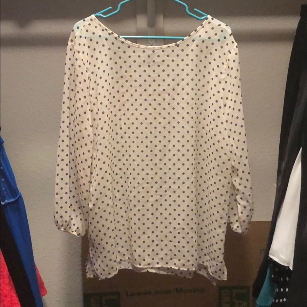 White blouse with Polk a dots